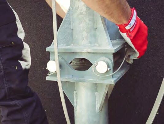 Technician checking a davit socket