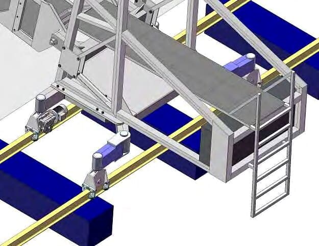 Double-rail detail designed for the EgyptAir TB3 gantry